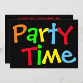 パーティーの誕生日パーティーの招待 招待状 (正面/裏面)