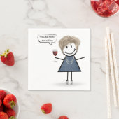 パーティーの赤ワインの女の子 スタンダードカクテルナプキン (インサイチュ)