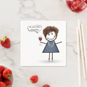 パーティーの赤ワインの女の子 スタンダードカクテルナプキン (インサイチュ)