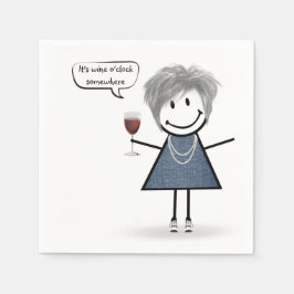 パーティーの赤ワインの女の子 スタンダードカクテルナプキン