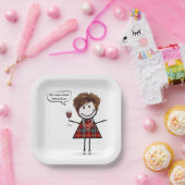 パーティーの赤ワインの女の子 ペーパープレート (パーティー)