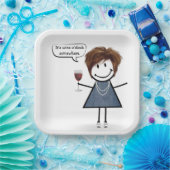 パーティーの赤ワインの女の子 ペーパープレート (パーティー)