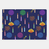 パーティーの風船、帽子、およびカラフルストリーのろうそく ラッピングペーパーシート (正面2)