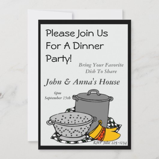 パーティーの食事持ち寄り 招待状 (正面)