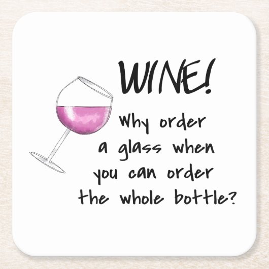 パーティーの飲み物を言う赤ワインのおもしろいな単語 スクエアペーパーコースター (正面)