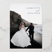 パーティーの駆け落ちモダン後の楽し結婚さ 箔招待状 (裏面)