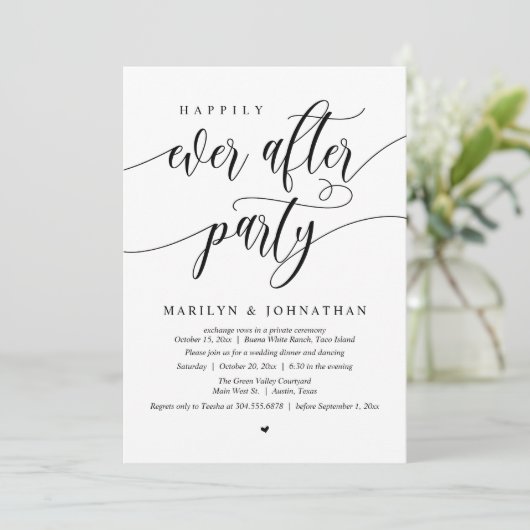 パーティーの駆け落ちモダン後結婚の幸せ 招待状 (スタンド正面)