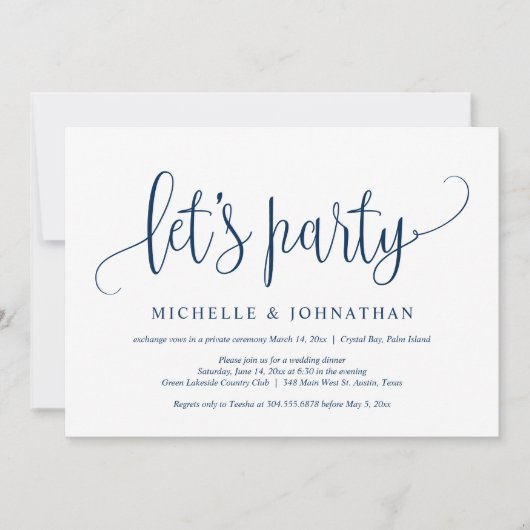 パーティーの駆け落ち結婚お祝いを侵略しよう 招待状 (正面)