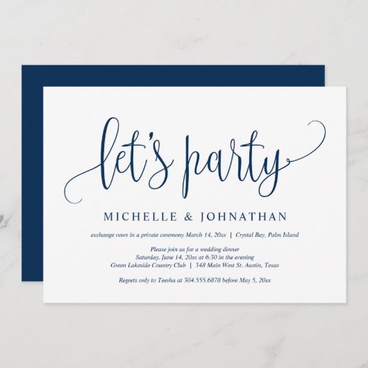 パーティーの駆け落ち結婚お祝いを侵略しよう 招待状 (正面/裏面)