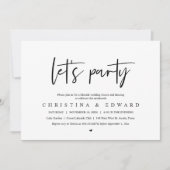 パーティーの駆け落ち結婚とミニマルモダンリスト 招待状 (正面)