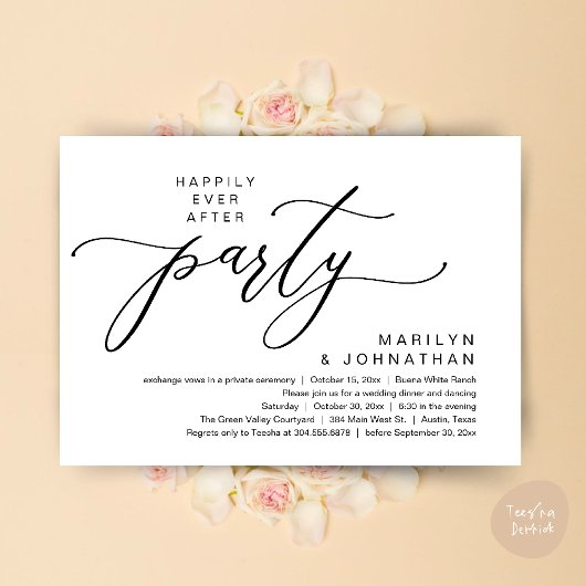 パーティーの駆け落ち結婚夕食の後で幸せに 招待状