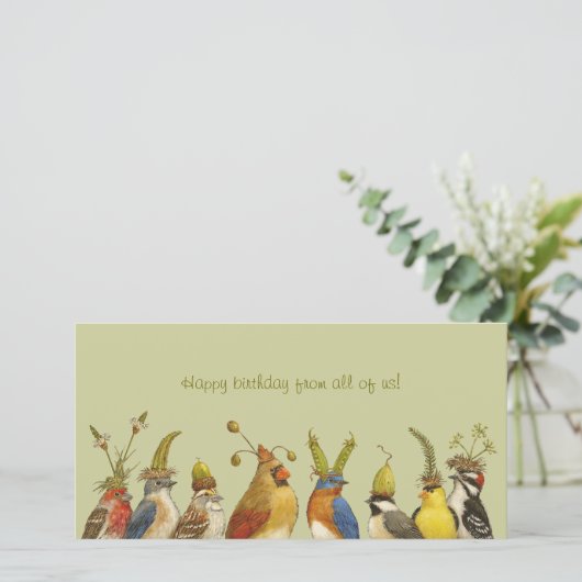 パーティーの鳥のハッピーバースデーのすべての私たちのカード (スタンド正面)