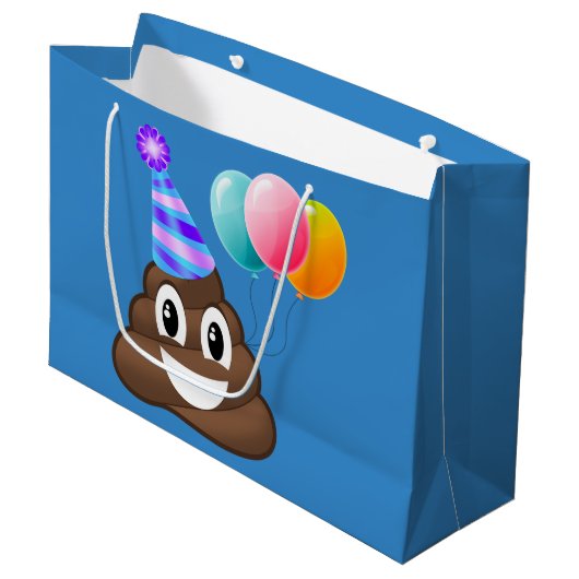 パーティーのPooperの誕生日のEmojiのギフトバッグ ラージペーパーバッグ (正面アングル)