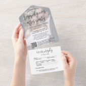 パーティーのQRコード結婚と写真の後で幸せに オールインワン招待状 (貼ってはがせる)