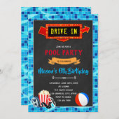 パーティーのtemのプール映画ドライブ 招待状 (正面/裏面)