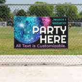 パーティーはこちらカスタマイズ。ディスコ球告知 横断幕 (インサイチュ)