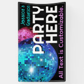 パーティーはこちらカスタマイズ。ディスコ球告知 横断幕 (縦)