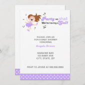 パーティーはギャルな女の子の赤ん坊シャワーを持つだろう 招待状 (正面/裏面)
