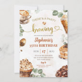 パーティーはコーヒーを醸造している大人あらゆる年齢の誕生日 招待状 (正面)