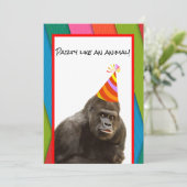 パーティーは動物のゴリラのように帽子の誕生日 招待状 (スタンド正面)