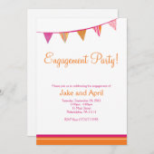 パーティーは婚約パーティに-ピンク及びオレンジ印を付けます 招待状 (正面/裏面)