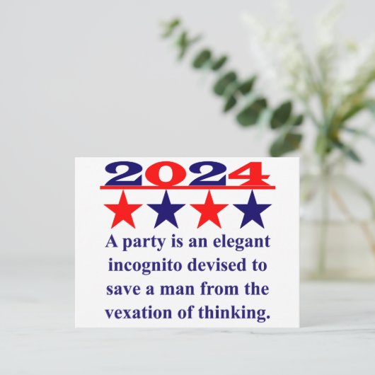 パーティーは忍エレガントび込む – 政治引用文 ポストカード (スタンド正面)