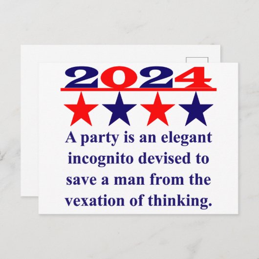 パーティーは忍エレガントび込む – 政治引用文 ポストカード (正面/裏面)