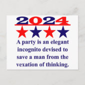 パーティーは忍エレガントび込む – 政治引用文 ポストカード (正面)