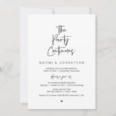 パーティーは続く、ブラック、結婚式の秘密の挙式 招待状 (正面)