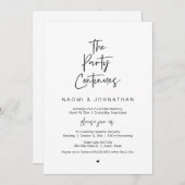 パーティーは続く、ブラック、結婚式の秘密結婚 招待状 (正面/裏面)