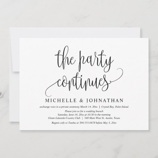 パーティーは続く、結婚式前撮りお祝い 招待状 (正面)