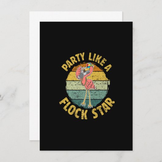 パーティーは群れの星のように、フラミンゴの男性へ女性と 招待状 (正面/裏面)