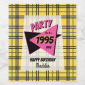 パーティーは90年代の黄色い格子状の誕生日のような ワインラベル (シングルラベル)