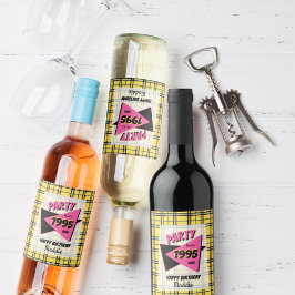 パーティーは90年代の黄色い格子状の誕生日のような ワインラベル