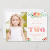 パーティーは、女の子のための2番目の誕生日を回す期日が来ている 招待状 (正面)