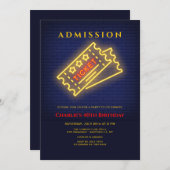 パーティーへのネオンチケット招待状 招待状 (正面/裏面)