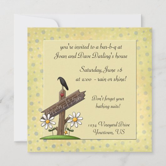 パーティーへの招待 友達歓迎 招待状 (正面)