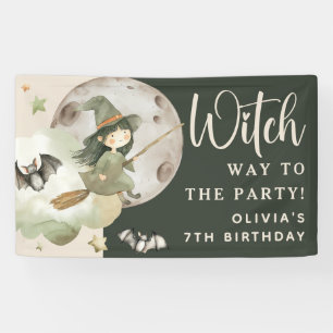 パーティーへの道は魔女の道' キッズハロウィン 誕生日 横断幕