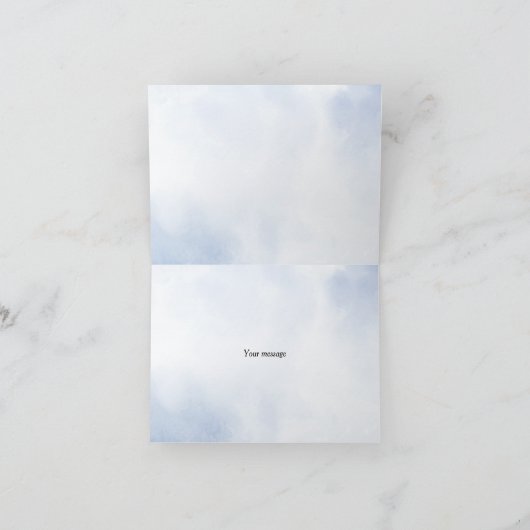 パーティーほこりっぽい青い水色のアイボリー花離れの花 サンキューカード (内部)
