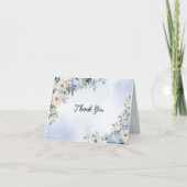 パーティーほこりっぽい青い水色のアイボリー花離れの花 サンキューカード (正面)