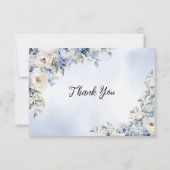 パーティーほこりっぽい青い水色のアイボリー花離れの花 サンキューカード (正面)