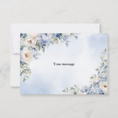 パーティーほこりっぽい青い水色のアイボリー花離れの花 サンキューカード (裏面)