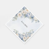 パーティーほこりっぽい青い水色のアイボリー花離れの花 スタンダードランチョンナプキン (角)