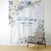 パーティーほこりっぽい青い水色のアイボリー花離れの花 タペストリー (インサイチュ)