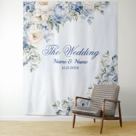 パーティーほこりっぽい青い水色のアイボリー花離れの花 タペストリー