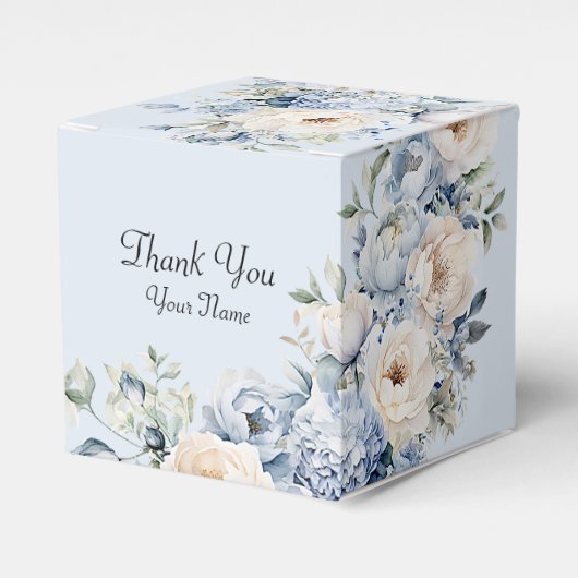 パーティーほこりっぽい青い水色のアイボリー花離れの花 フェイバーボックス (正面サイド)