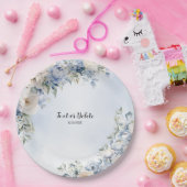 パーティーほこりっぽい青い水色のアイボリー花離れの花 ペーパープレート (パーティー)