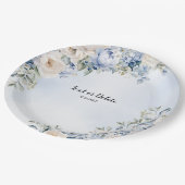 パーティーほこりっぽい青い水色のアイボリー花離れの花 ペーパープレート (アングル)