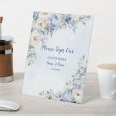 パーティーほこりっぽい青い水色のアイボリー花離れの花 台座サイン (インサイチュ)