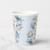 パーティーほこりっぽい青い水色のアイボリー花離れの花 紙コップ (右)